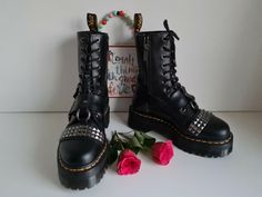 Thank you for reviewing my item.  Dr Doc Martens Jadon Hi stud buckle strap platform quad boots UK4 US6 EU 37 Excellent quality & made to last! Condition: Brand New I am a trusted seller. Please check my page for feedback on my previous sold items.   2-3 working days delivery to UK, 3-5 working days delivery to rest of Europe. 5 - 10 working day delivery to rest of the world. Item will be send tracked (recorded). Worldwide tracked sending 30 Euro Item will be well packed, shipped ASAP Please let Studded Doc Martens, Jadon Hi, Doc Martens Jadon, Womens Booties, Booties Ankle Boots, Doc Martens, Boot Shoes Women, Bootie Boots, Shoe Boots