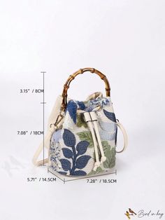 BirdinBag - Fashionable Mini Bucket Bag with Floral Embroidery, Drawstring Closure & Sequin Decoration Embroidered Bucket Bag For Daily Use, Embroidered Beige Bucket Bag, Daily Use Embroidered Bucket Bag, Beige Embroidered Bucket Bag, Embroidered Bucket Bag Pouch For Travel, Embroidered Pouch Bucket Bag For Travel, Embroidered Bucket Bag For Travel, Travel Bucket Bag Embroidered Pouch, Daily Embroidered Bucket Shoulder Bag