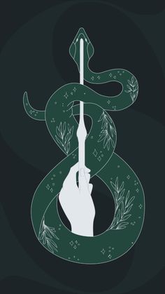 an illustration of a hand holding a snake