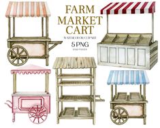 farm market cart watercolor clip art