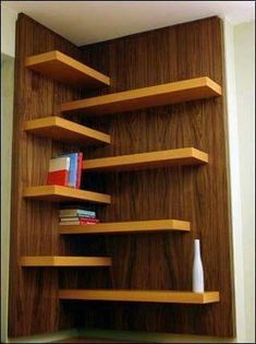 the bookshelf is made out of wood