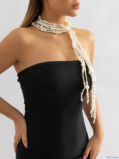 OrcaJump - Elegant Multi-layered Vintage Pearl Tassel Necklace with Exquisite Detailing Elegant Multi-strand Necklaces For Summer, Elegant Multi-strand Necklace For Summer, Vintage Pearls, Dainty Necklace, Accessories Necklace, Vintage Charms, Tassel Necklace, Faux Pearl, Timeless Elegance