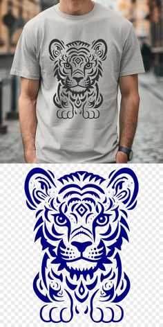 an image of a man wearing a t - shirt with a tiger design on it