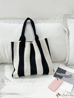 Bird in Bag - Striped Pattern Canvas Tote Bag Tote Bag Packaging, Elegant Bags, Bag Packaging, Bird In Bag, Shoulder Tote Bag, Canvas Tote Bag, Shoulder Tote, Style Elegant, Stripes Pattern