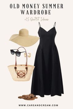 Old Money Summer Capsule Wardrobe + 15 Outfit Ideas Hot Weather Old Money Outfits, Old Money Fashion Capsule, Old Money Summer Dress Outfit, Old Rich Summer Outfit, Old Money Style Woman Outfit Summer, Old Money Style Women Summer Dress