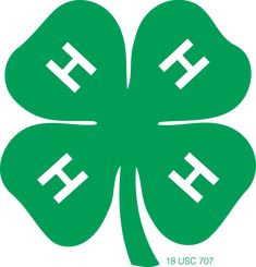 a four leaf clover with the letter h in it's center and two letters below