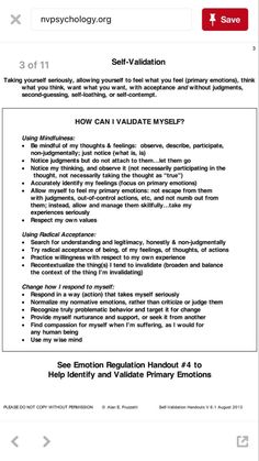 Self Validation, Dbt Therapy, Counseling Worksheets, Dbt Skills, Dialectical Behavior Therapy, Counseling Psychology, Mental Health Counseling, Counseling Activities