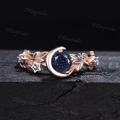 Engagement Rings Galaxy, Galaxy Wedding Ring, Space Engagement Ring, Engagement Rings Moon, Moon Engagement Rings, Witchy Wedding Rings, Dark Engagement Ring, Engagement Ring Moon, Galaxy Rings