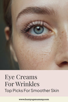 Close-up of a woman's eye with clear skin and freckles, promoting the benefits of a hydrating eye cream for reducing wrinkles and enhancing skin smoothness. Best Under Eye Cream, Eye Meaning, Skin Care Wrinkles