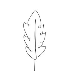 a single line drawing of a leaf