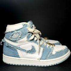 Size 9 Women's 100% Authentic Check Pictures For Condition Ships Within 24 Hours Of Purchase Delivered To Your Doorstep In 2-5 Business Days Jordan Retro High Og Denim, Air Jordan 1 Women, Blue Trainers, Jordan Logo, Nike Air Jordan 1 Retro, Jordans Women, Air Jordan 1 Retro High Og, Air Jordan 1 Retro High, Womens Jordans