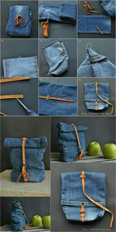 how to make an apple pouch out of jeans