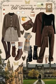 Fall Aesthetic Fits 2024, Plaid Academia Outfit, Bookish Fall Outfits, Grungy Preppy Outfits, Fall Dark Academia Outfits Plus Size, Brown Dark Academia Outfit, Dark Academia Pants Outfit, Dark Acdimea Outfit, Celestial Academia Outfit