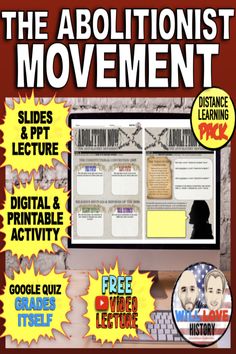 the abolitist movement slides and ppt lecture for digital & printable activity