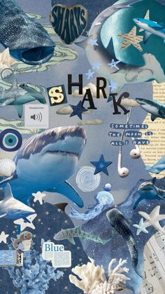 a collage of sea animals and words that read,'s ahr k