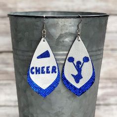 Cheer Leather Earrings, Double Layer Leather Earrings, Cheerleading Earrings, Cheer Earrings, Cheer Cheerleading Earrings, Cheer Earrings, Cookie Crafts, Cricut Clothes, Earring Inspo