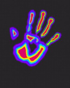 an image of a colorful hand on a black background