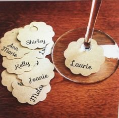 wine glass and coasters with names on them