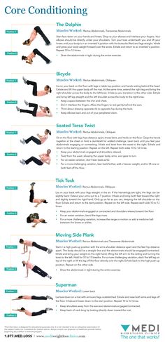 an info sheet describing how to do the core conditioning exercises for your body and mind