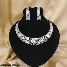 American Diamond Necklace Set. American Diamond Necklace Set, Round Diamond Earrings, American Diamond Jewellery, American Diamond Necklaces, Diamond Choker Necklace, Diamond Necklace Designs, Yellow Diamonds, Small Necklace, Diamond Necklace Set