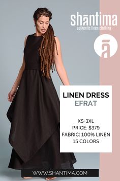 – 2 Layered dress – upper layer is in a bias cut, Belt included – Boat neckline – Sleeveless – A-Line silhouette – Hidden side pockets – Asymmetrical hem – 100% Natural lightweight Linen – Big color palette, color shown BLACK – Made-to-measure, custom length Big Color Palette, Dress With A Belt, Linen Layers, Linen Clothing, Layered Dress, Palette Color, Boat Neckline, Beautiful Wedding Dresses, Linen Clothes