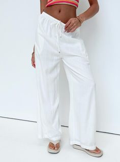 Ogilvie Linen Blend Pants White White Flowy Pants, Ugg Fashion, 2024 Clothes, White Pants Women, Spring Break Outfit, Coastal Granddaughter, White Linen Pants, Linen Blend Pants, Summer Inspo