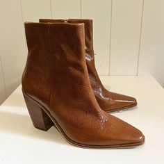 Vince Camuto Nwot Leather Western Ankle Boots Heeled Size 9.5 Brown Western Ankle Boots, Vince Camuto Shoes, Heeled Ankle Boots, Vince Camuto, Ankle Booties, Brown Color, Bootie Boots, Ankle Boots, Cowboy