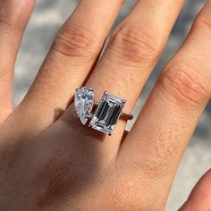 Big Diamond Rings, Emerald Cut Engagement Ring, Pear Cut Engagement Rings, Future Engagement Rings, Oval Cut Engagement Ring, Emerald Cut Engagement, Stackable Wedding Bands, Sterling Silver Wedding Band, Big Diamond