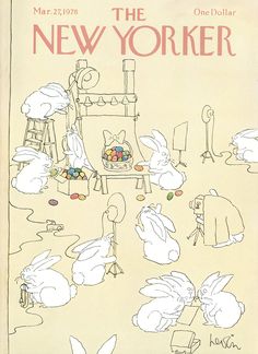 an advertisement for the new yorker with rabbits