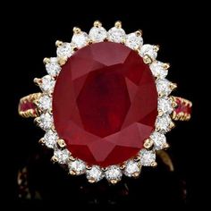 For Sale on 1stDibs - 10.70 Carats Natural Red Ruby and Diamond 14K Solid Yellow Gold Ring Total Red Ruby Weight is: Approx. 10.10 Carats Ruby Measures: Approx. 14.00 x 12.00mm Yellow Gold Mens Rings, Tie Ideas, White Diamond Ring, Etsy Gold Ring, Diamond Cocktail Rings, Natural Blue Sapphire, Red Ruby, Yellow Gold Ring, Natural Red