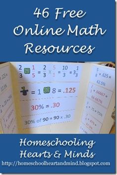 a book with the title 46 free online math resources homeschooling hearts and minds