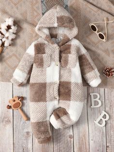 Baby Boy Buffalo Plaid Dual Pocket Hooded Flannel Jumpsuit Multicolor   Long Sleeve Flannelette Gingham Sweatshirt Medium Stretch  Baby Boys Clothing, size features are:Bust: ,Length: ,Sleeve Length: Baby Buffalo, Jumpsuit Winter, Two Piece Set Pants, Baby Overall, Hooded Flannel, Plaid Sleeve, Practice Outfits, Baby Boy Onesies, Boys Coat