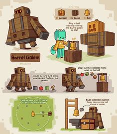 an info sheet shows how to make a papercraft character from the video game barrel golden