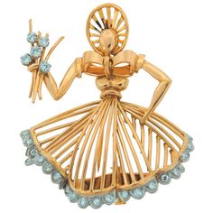 Fabulous and cute Retro brooch created by Cartier in Paris. It is designed as a mid-18th century dressed up woman holding flowers. Definitely unique and conversational piece! The brooch is made of yellow gold, the woman's dress and the flowers are accented with round diamonds. Cartier Diamond, Gold Brooch, Cartier Jewelry, Antique Brooches, Brooch Necklace, Diamond Brooch, Gold Brooches, Jewelry For Her, Gold Flowers