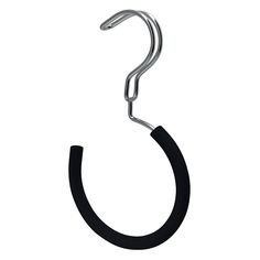 a metal hook with a black handle on it's end and a white background