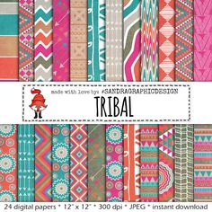 New to SandraGraphicDesign on Etsy: Digital paper: " TRIBAL PATTERS" in neutral colors and a little grunge effect (1158) (4.00 USD) Bead Looming, Grunge Effect, Happy Colors, Loom Beading, Paper Pack, Neutral Colors