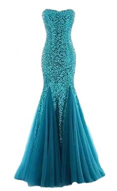 Women Ball Gown, Evening Dress Outfit, Blue Tulle Dress, Gown Mermaid, Fishtail Wedding Dress, Strapless Sequin Dress, Long Formal Dress, Classy Prom Dresses, Prom Ball Gown