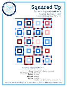 the square quilt pattern is shown in red, white and blue