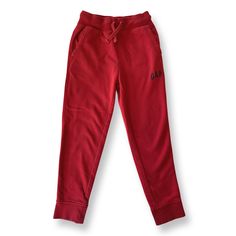 Relaxed cut sweatpants with wide waistband and cuffs. Functional drawstring. Excellent used condition 77% cotton, 14% polyester, 9% recycled polyester Machine wash & dry Affordable Red Sweatpants With Pockets, Cheap Red Sweatpants With Pockets, Kids Red Pants, Cut Sweatpants, Baby Sweatpants, Red Sweatpants, Girl Sweatpants, Red Trousers, Athletic Girls