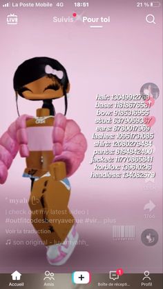 an animated girl holding a cell phone in her hand and looking at the screen with text on it