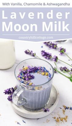 lavender moon milk with chamomile and ashwagadaha on the side