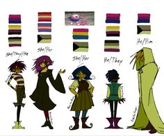 an image of some cartoon characters with different hair colors