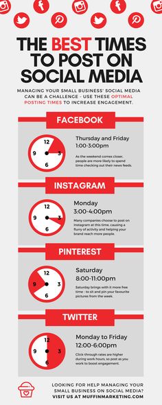 the best times to post on social media infographical for instagram and twitter