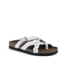 White Mountain-Harrington Sandal Bring on the summer vibes with the Harrington sandal from White Mountain. A braided accent and cork midsole keep this pair right on trend. Casual Braided Leather Sandals, White Sandals With Braided Straps And Round Toe, White Braided Strap Sandals With Round Toe, White Sandals With Cork-bed Midsoles For Vacation, White Mountain Sandals, Summer White Sandals With Cork-bed Midsoles, White Sandals With Cork-bed Midsoles And Adjustable Fit, White Adjustable Cork-bed Sandals, White Mountain Shoes