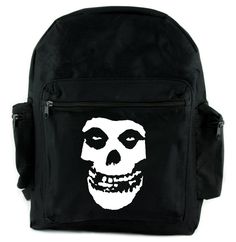 Skeleton Skull Misfits Backpack School Bag Punk Rock Emo Horror Skull Backpack, Goth Men, Misfits Skull, Gothic Bag, Punk Accessories, Skeleton Skull