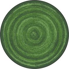 an oval rug with green and brown stripes