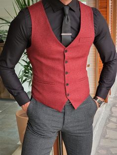 Collection: Autumn – Winter 20/21 Product: Slim Fit Vest Color Code: Claret Red Available Size : 46-48-50-52-54-56-58 Vest Material: 65% Viscose, 32% Polyester, 3% Elestan Machine Washable: No Fitting: Slim-Fit Package Include: Vest Only Red Vest Outfit Men, Red Vest Men, Red And Black Outfits Men, Red Suit Men, Red Suit Vest, Red Vest Outfit, Vest Outfits Men, Red Waistcoat, Black Suit Vest