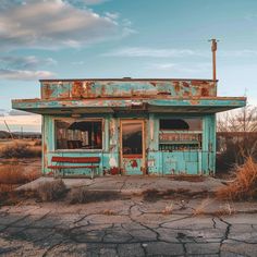 an old run down building in the middle of nowhere