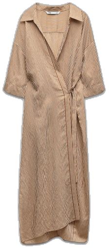 Summer Viscose Wrap Dress For Work, Summer Workwear Viscose Wrap Dress, Summer Workwear Wrap Dress In Viscose, Elegant Short Sleeve Wrap Dress For Daywear, Chic Wrap Midi Dress For Daywear, Short Sleeve Wrap Dress For Spring Workwear, Spring Short Sleeve Wrap Dress For Work, Style Midi Dress, Striped Midi Dress