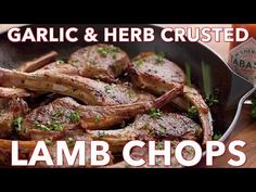 garlic and herb crusted lamb chops in a skillet